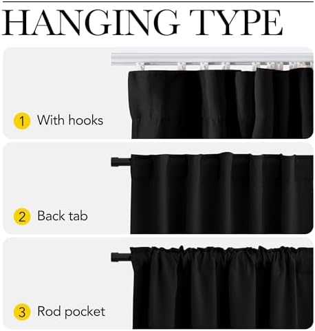 NICETOWN Room Divider Curtain with Adjustable Ceiling Track, W100 x L84 Blackout Curtain for Sliding Door, Ceiling Mouted Drape for Living Room/Hospital Divider, 1 Panel Black Drape, Whtie Track - Image 3