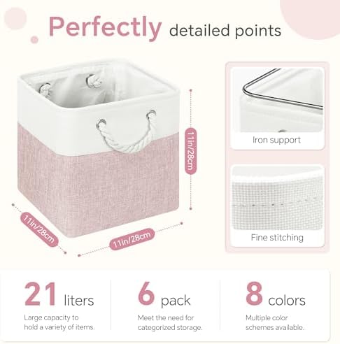 FinishingBo 11 inch Cube Storage Bin with Handles 6 Pack - Image 5