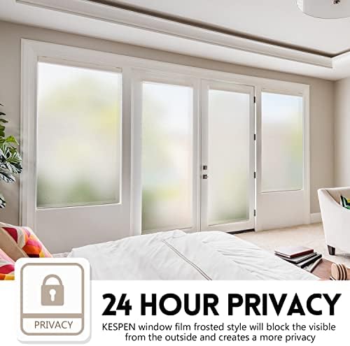 KESPEN Window Privacy Film Frosted Glass Static Cling Tint, 17.5InX6.5Ft - Image 4