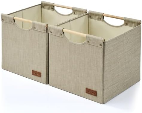 KAKAMAY Fabric Cube Storage Bin, Fits Kallax Shelf 13x15x13 2-Pack Khaki by KAKAMAY