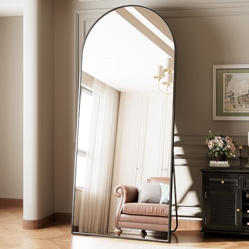 Mirror Full Length, 78"x35" Oversized Arched Floor Full Length Mirror with Stand, Room Decor Big Full Body Floor Mirror with HD Tempered Glass Aluminum Frame for Bedroom Living Room, Black - Image 3
