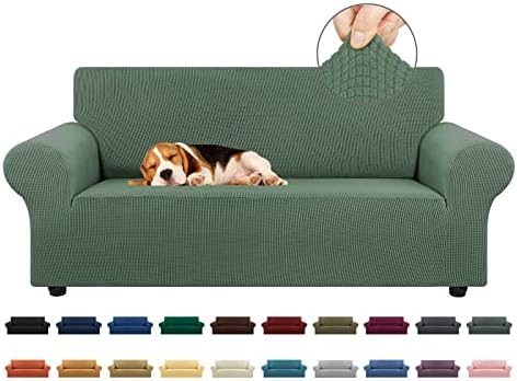 KEKUOU Loveseat Couch Cover, 2 Cushion Couch Slipcover,Greyish Green by KEKUOU