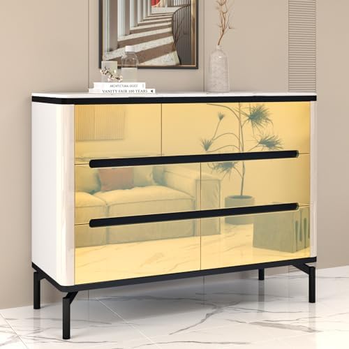 Wallercity Glossy Gold Mirror Stickers Peel and Stick Mirror Wallpaper for Countertops Dresser Crafts Metallic Mirrors Contact Paper for Walls Table 24''x118'' Flexible Non-Glass Vinyl Adhesive Sheets - Image 3
