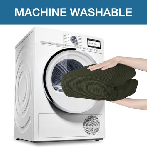 H.VERSAILTEX 2 Piece Couch Cover Stretch Stylish Chair Cover Furniture Cover/Protector Featuring Jacquard Textured Twill Fabric, High Spandex Slipcover Machine Washable (Chair, Olive) - Image 7