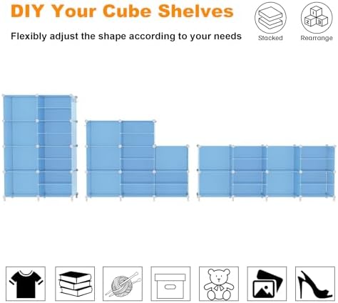 AWTATOS Closet Organizer 8 Cube Storage Shelves, Blue - Image 5