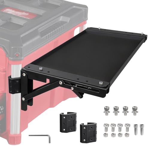 Folding Packout Mount Compatible with Milwaukee Packout Toolbox, Heavy Duty Foldable Work Table for Side Storage of Your Packout System by LAZORA