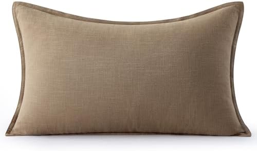 MIULEE Decorative Linen Lumbar Pillow Cover 12x20 Inch Khaki - Image 7