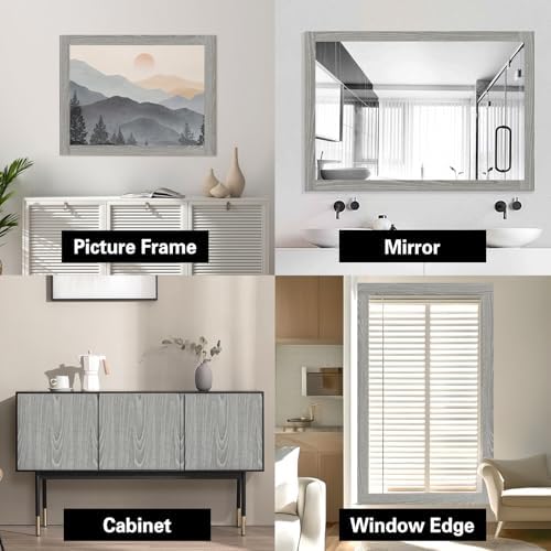 10M Mirror Border Peel and Stick, Wood Grain Wallpaper Border Mirror Tape - Image 6