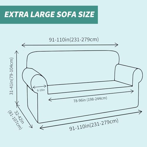 YEMYHOM Couch Cover Latest Jacquard Design High Stretch Extra Large Sofa Covers Pet Dog Cat Proof Oversized Slipcover Non Slip Magic Elastic Furniture Protector (XL Sofa, Teal) - Image 5