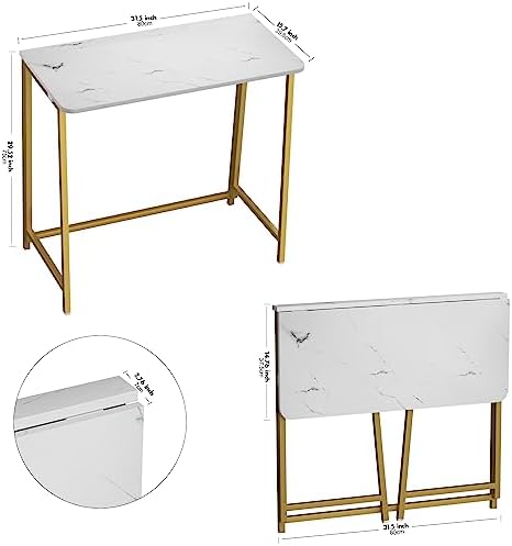 WOHOMO Folding Desk, 31.5" Foldable Computer Table for Small Spaces, Gold - Image 3