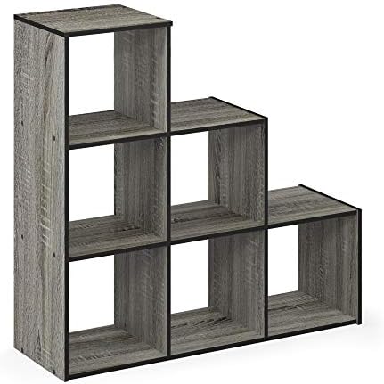 Furinno Pelli 3-2-1 Cubic Storage Cabinet, French Oak Grey/Black - Image 4