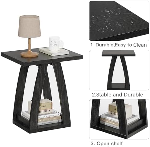 FROMJBEST End Tables Living Room, Side Table, Black End Table Set of 2 - Image 7
