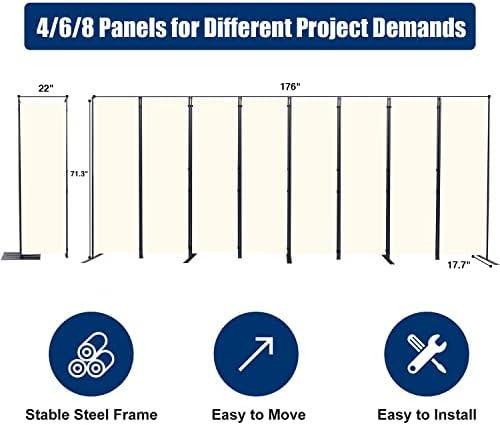 Room Divider 8 Panel-176''Wide,6FT Room Dividers and Folding Privacy Screen - Image 6
