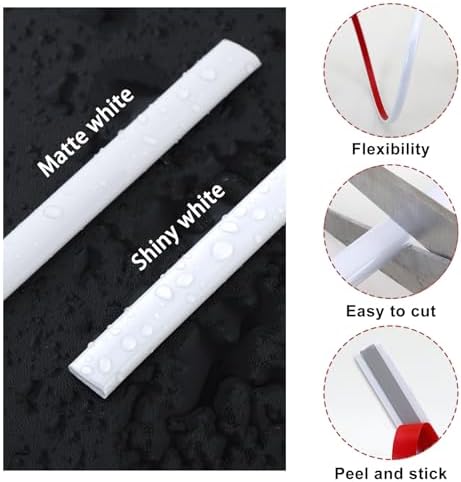 Lunghaa Peel and Stick Shiny White Finish Molding Trim, 393.7" x 0.31" Flexible Decoration Strip for Wall, Tile Edge, Mirror, Cabinet, Furniture and DIY Home Decor - Image 3