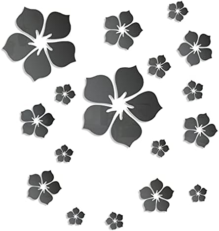 Philbinden Acrylic Mirror Floral Wall Stickers Self Adhesive Mirror Wall Decor Removable Mirror Decor 3D Flower DIY Wall Sticker for Living Room Bedroom Bathroom (Black) by Philbinden