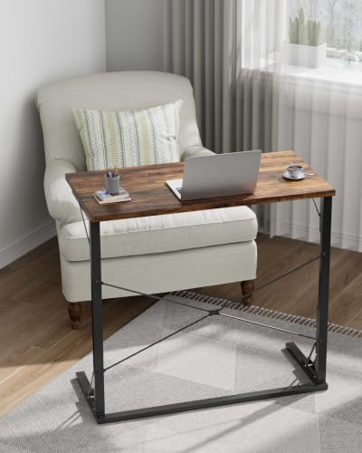 Vantic 31.5" Folding TV Tray Table for Eating on Couch, Rustic Brown - Image 4