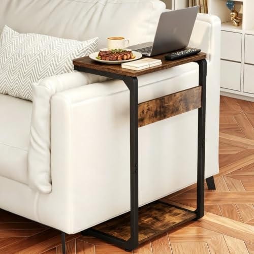 Wooden Pedestal Dinner TV Tray Table for Eating Couch End Tables ET-YB-BRW1 - Image 4