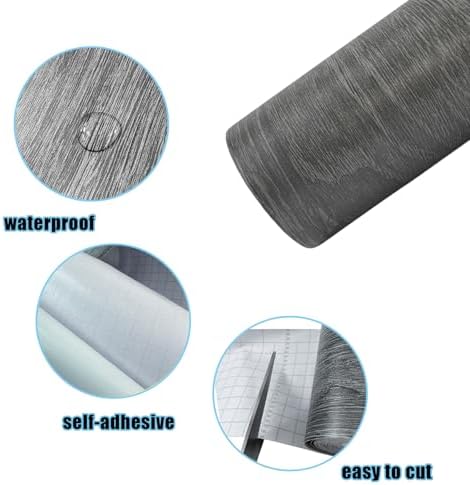 YESUS Dark Grey Wood Grain 3D 10M Wallpaper Frame Removable PVC Waterproof Peel and Stick Wallpaper,Bathroom Frame Sticker Wall Decor (Dark Gray, 2" x 393") - Image 4