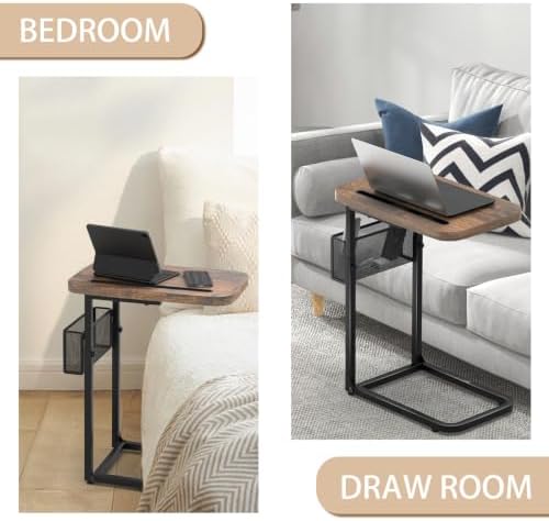 Tv Dinner Couch Tray Table with Card Slot，Adjustable Height Bedside table - Image 6