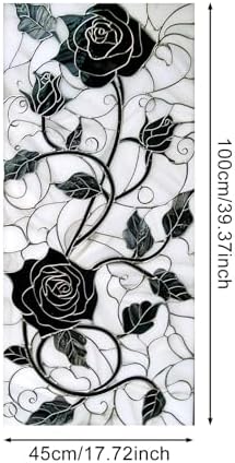 IVN Privacy Window Film Black Rose Vine Window Cling Stained Glass - Image 3