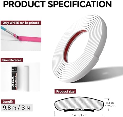 9.8 Ft Peel and Stick Wall Molding Trim, Flexible PVC Trim - Image 3