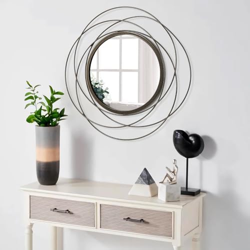 Wall Mirror Mounted Round Decorative Mirrors with Iron Metal Wire Frame Mirror for Wall, Home Decorative Bathroom Vanity, Living Room or Bedroom Large 20” - Image 5