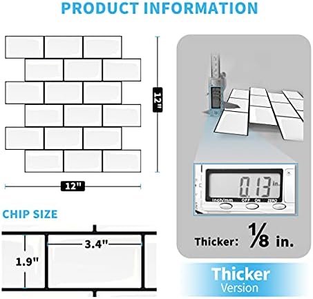 Art3d 10-Pack Subway Tiles Peel and Stick Backsplash, White, 12 x 12 Inch - Image 3