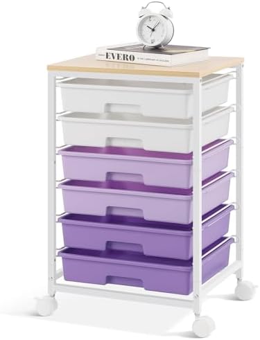 Sykiariol Rolling Cart with 6 Drawers,Purple by SYKIARIOL