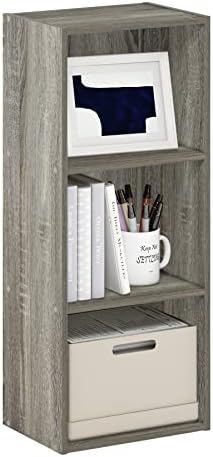 Furinno LUDER Book Shelf, 3-Cube Bookshelf, Bookcase with Open Shelves, 9.3 x 12 x 31.5, Easy Assembly, for Living Room, Bedroom, Home Office, French Oak by Furinno-FitsYourSpaceFitsYourBudget