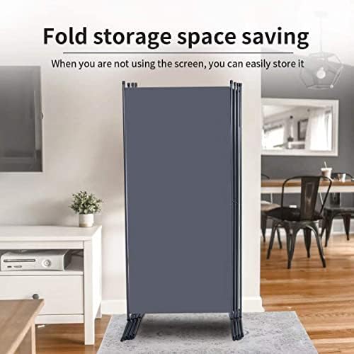 4 Panel Folding Room Divider,136" W x 71.3" H Portable Privacy Screen,Grey - Image 6