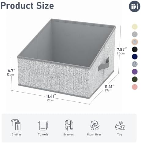 DIMJ Closet Storage Bins - Fabric Storage Baskets for Shelves, Collapsible Closet Organizers and Storage with Handles, Trapezoid Shelf Organization Storage Cubes for Purse, Toys, Books, Towel, Socks - Image 2