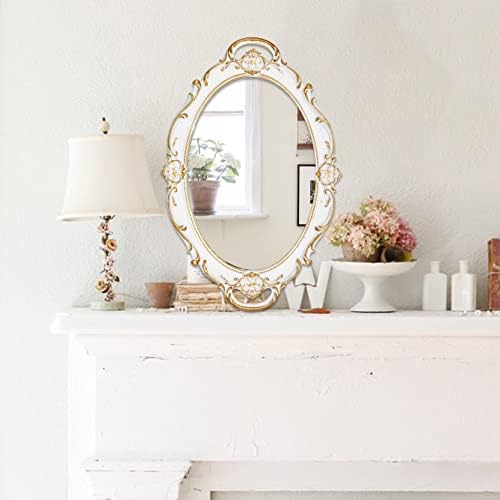 Eaoundm 14.5 x 10 inchs Oval Antique Decorative Wall Mirror (White) - Image 3