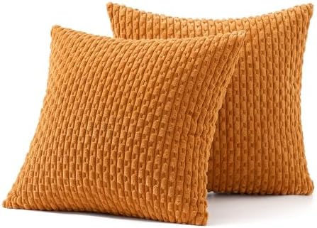 MIULEE Decorative Throw Pillow Covers 16x16 Fall Burnt Textured Corduroy - Image 6