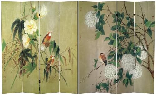 Red Lantern 6 ft. Tall Double Sided Birds in the Trees Canvas Room Divider 4 Panel Freestanding Folding Privacy Screen Partition and Separator for Modern and Contemporary Bedroom Home Office Dorm by RedLantern