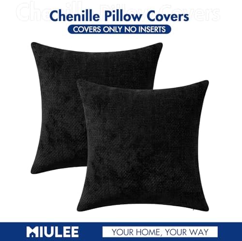 MIULEE Decorative Couch Throw Pillow Covers 16x16 Inch Black 2 Pack - Image 7