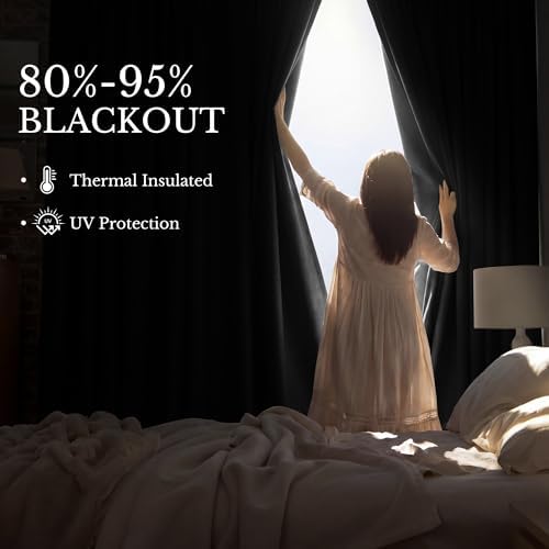 RYB HOME Extra Wide Room Divider Curtains with Flexible Silent Track, Blackout Extra Long Curtains with Hooks for Bedroom/Living Room/Basement Ceiling&Wall Mount, Black, W150 x L108, 1 Panel - Image 5