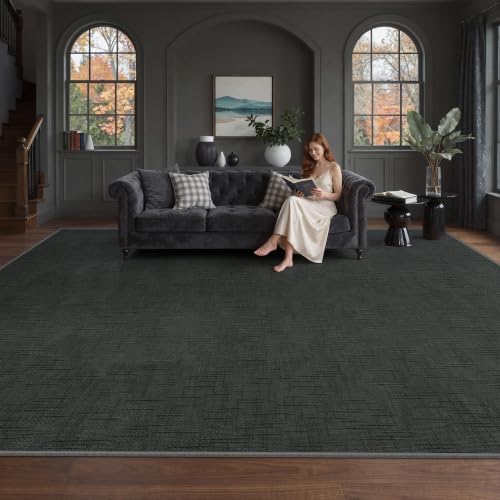 Valenrug 9x12 Area Rug, High Low Pile Washable Rugs for Living Room Black - Image 3