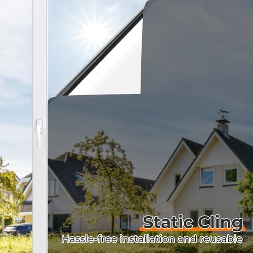 DOWELL Window Tint for Home, One Way Window Privacy Film, Black Silver - Image 4
