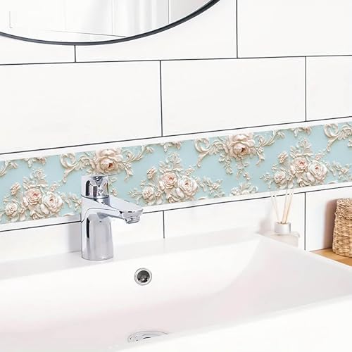 IVN Wallpaper Border Peel and Stick Wall Vintage Baroque Rose 4x196 Inch - Image 5