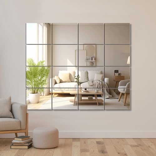 Delma Frameless Mirror Tiles 12"x10"x16 Pcs Wall Mounted - Image 3