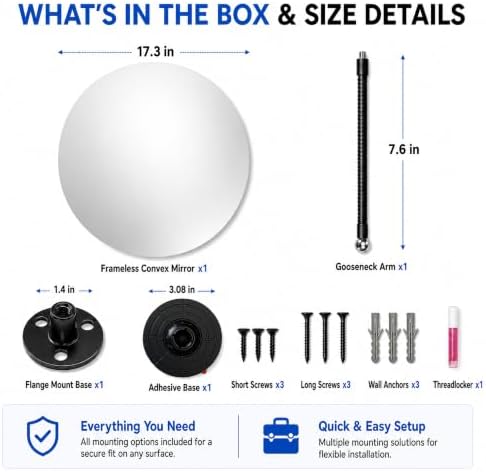 17.3 Inch Convex Safety Mirror, Adjustable Wall Mount - Image 4