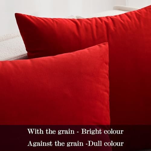 MIULEE 12x20 Inch Lumbar Velvet Throw Pillow Covers Bright Red - Image 2