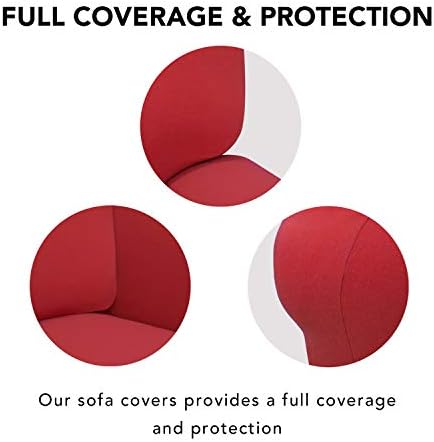 PureFit Stretch Couch Covers for Sofa 4 Seater Slipcovers Red - Image 3