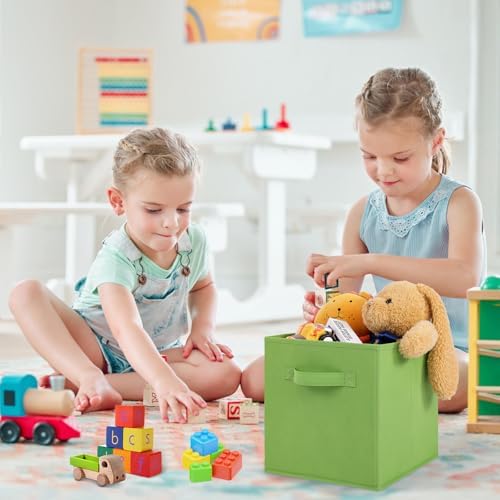 Stero Fabric Storage Bins 6 Pack Fun Colored Durable Storage Cubes with Fabric Handles Foldable Cube Baskets for Home, Kids Room, Closet and Toys Organization Multi Colors-1 - Image 4