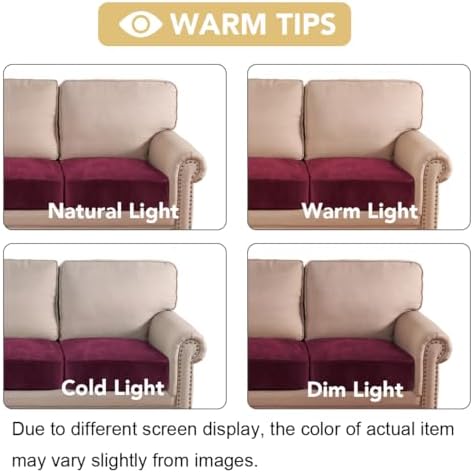 H.VERSAILTEX Velvet Stretch Couch Cushion Cover Plush Cushion Slipcover for Chair Loveseat Sofa Cushion Furniture Protector Seat Cushion Sofa Cover (3 Piece Sofa Cushion Covers, Burgundy) - Image 6