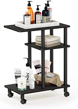 Furinno Turn-N-Tube C Shaped Side Table With Casters, Espresso/Black by Furinno-FitsYourSpaceFitsYourBudget
