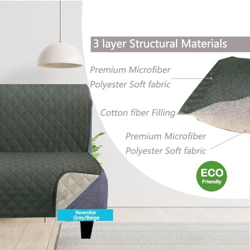 U-NICE HOME Futon Sofa Covers 68''Armless Couch Cover, Grey/Beige - Image 3