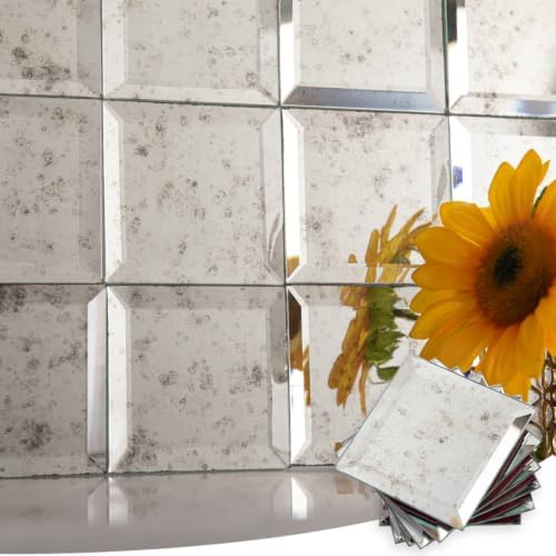Diflart Peel and Stick Silver Mirror Backsplash Tiles 3x3 Inch, 32 Pcs by Diflart