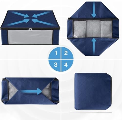 HomeHacks 6-Pack Clothes Organizer Storage Bags, 35L Storage Bins, Blue - Image 3