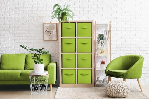 Sorbus Fabric Storage Cubes, 8 Pack, with Handles (Green) - Image 2